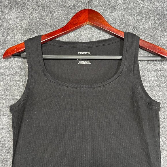 Chicos Top Womens Small The Ultimate Tee Sleeveless Black  Cotton Stretch Tank - Picture 2 of 6